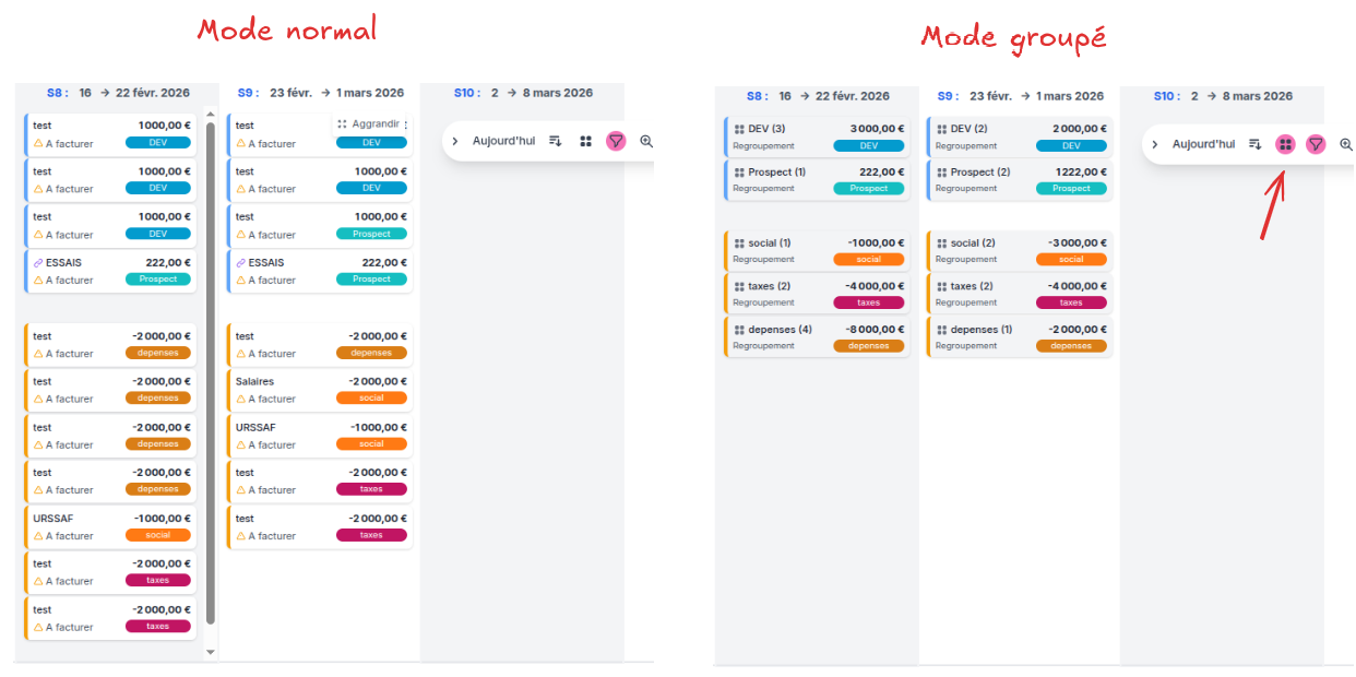 Mode groupé ALTICASH Alticash - propager les modifications