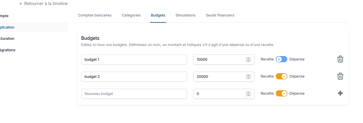 parametres budget ALTICASH parametres budget ALTICASH